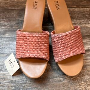 A.N.A Pink Woven Slide Sandals
